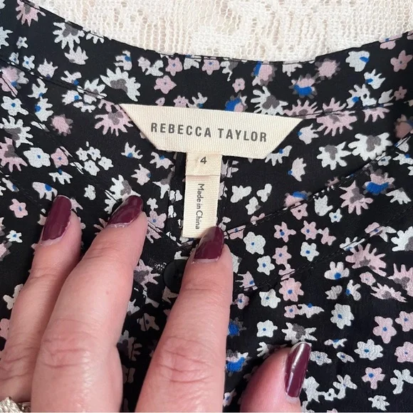 Rebecca Taylor floral silk drawstring waist mini dress - Picture 2 of 9